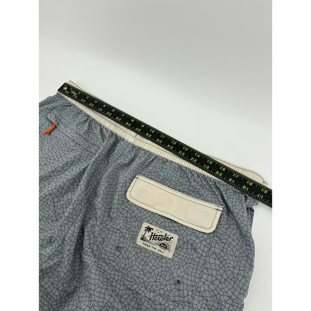 Howler‎ Brothers Mens Grey Geometric Board Shorts Swim Trunks Size 38 Drawstring